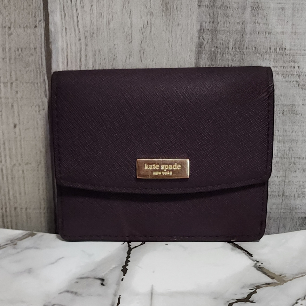 🌷Kate Spade Laurel Way Petty mini coin card holder wallet in Plum purple🌷